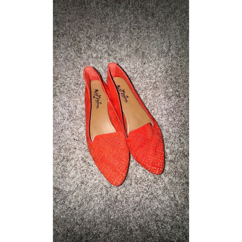 Self Esteem Women's Size 8 Orange Laser Cut Pointed Toe Flats